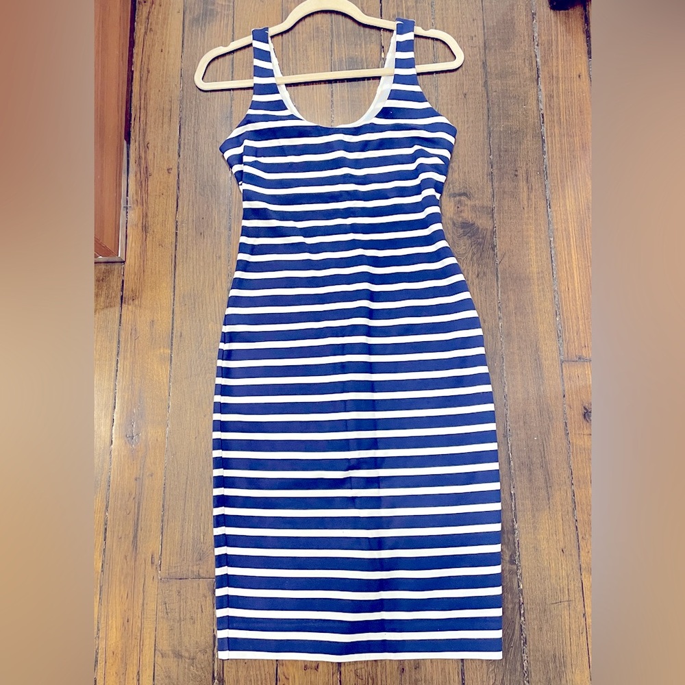 L’Agence blue/white stripe midi dress size cps